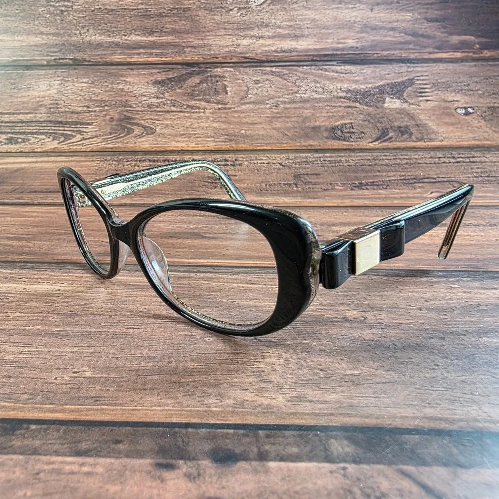 Kate Spade Women's Sunglasses Black‎ Gold Glitter 53mm Cat Eye Frame